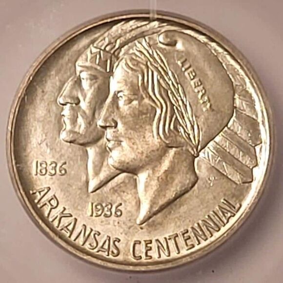 1936 D Arkansas Centennial Commemorative Silver Half Dollar MS63 ICG - Picture 3 of 4